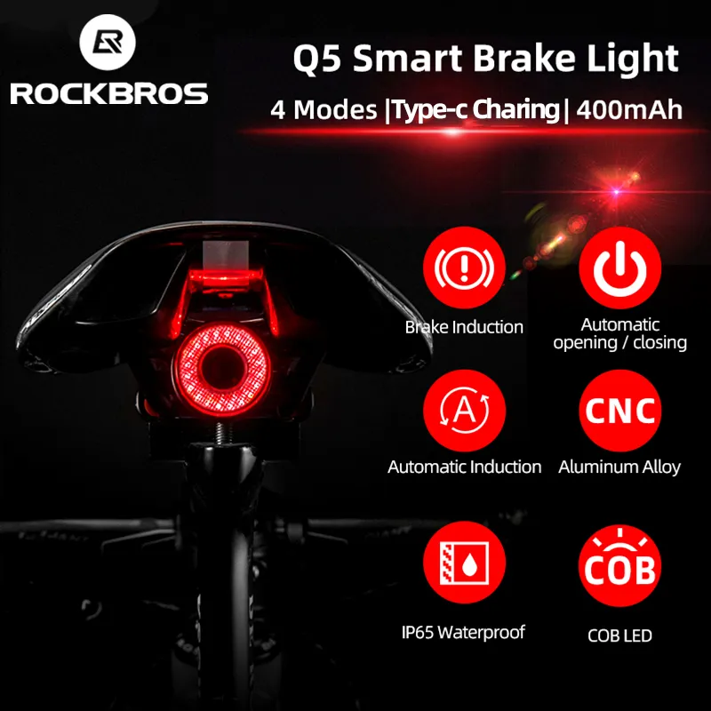 ROCKBROS Bicikl Pametna Automatska Kočnica Senzor za Svjetlo IPx6 Vodootporna Led Punjenje Biciklistička dugo Svjetlo Bicikl dugo Svjetlo Pribor Q5 Slika 0