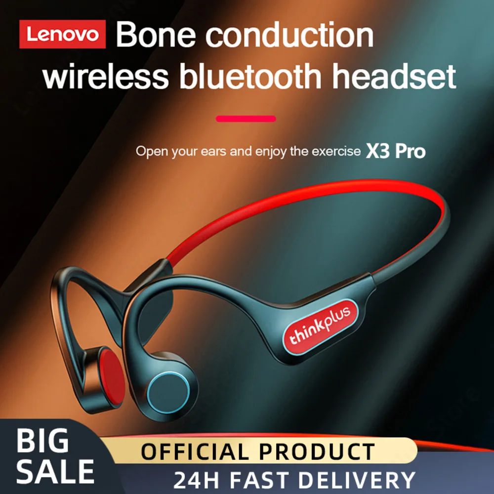 Slušalice tvrtke Lenovo Koštane Vodljivosti X3 X4 X5 X3 Pro Bluetooth Hi-Fi Uho kuka Bežične Slušalice s Mikrofonom Liner Vodootporna Slika 0