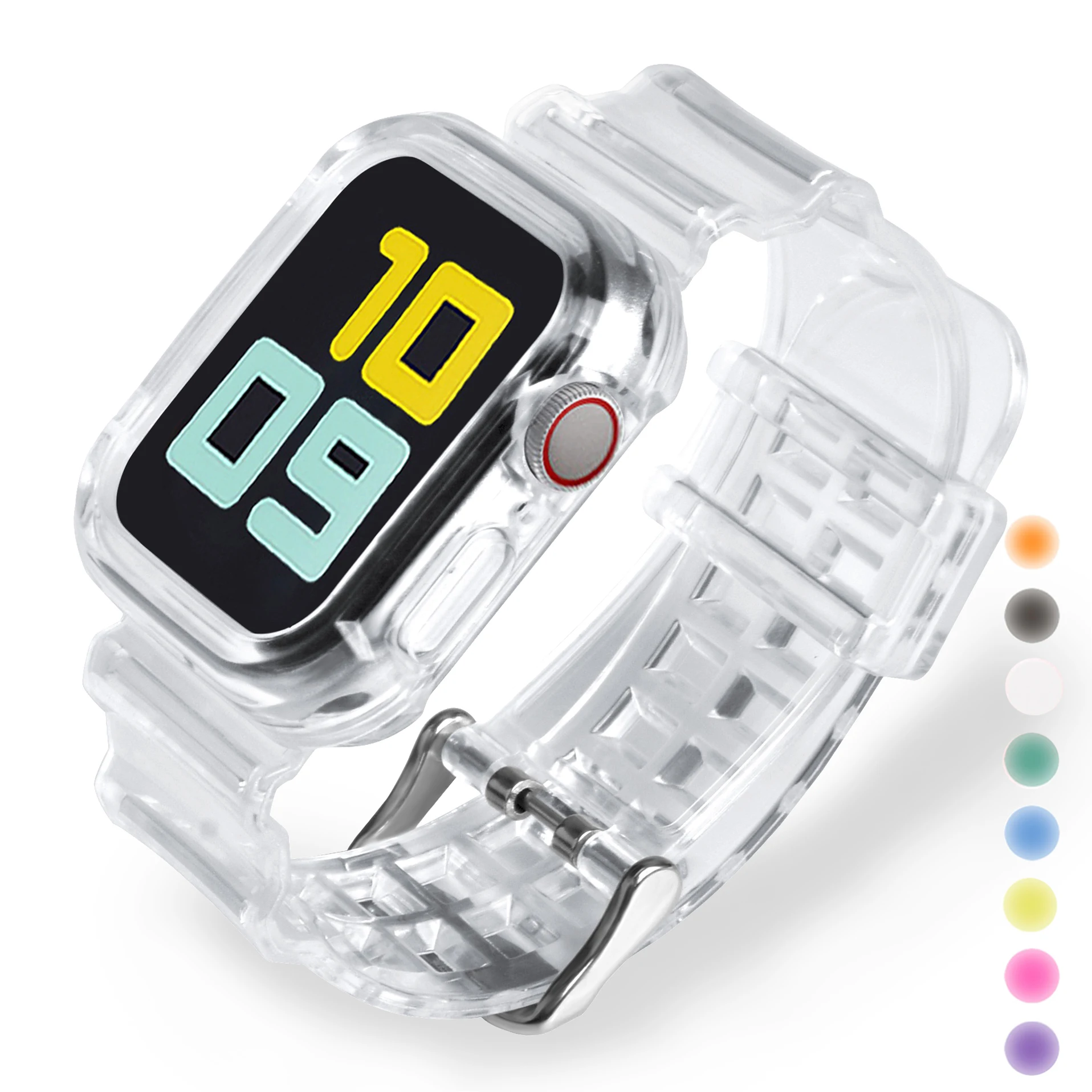 Sportski Proziran remen + Torbica za Apple Watch 8 7 6 SE 5 4 3 Prozirni silikon Remen za iwatch Remen 40 mm 44 mm 42 mm 41 mm 45 mm 49 mm Slika 0