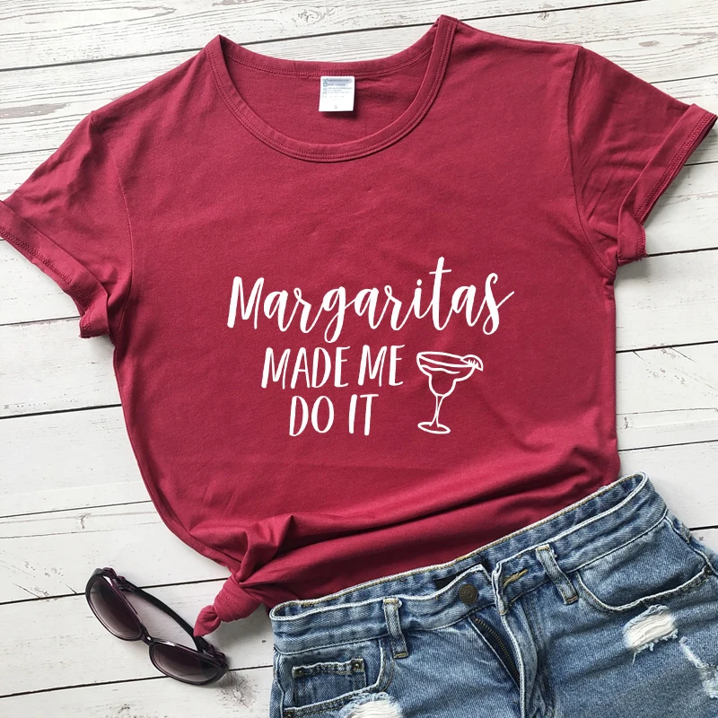 T-shirt Margaritas Made Me Do It, Zabavna ljetna Majica za Ispijanje Tekile, Эстетичная ženska t-shirt Weekend Vibes, top, t-Shirt Slika 0