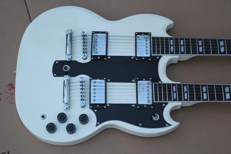 Tvornički izrađen po mjeri visokokvalitetna 12-струнная + 6-струнная električna gitara s dvostrukim low-cut bijela 1275 gitara 59 Slika 0