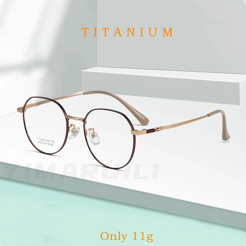 YIMARUILI Nove Ukrasne Čaše Od Čistog Titana, Okrugli Okvira za naočale, Klasicni Ultra Muške i Ženske Optički Naočale na Recept 8630F Slika 0