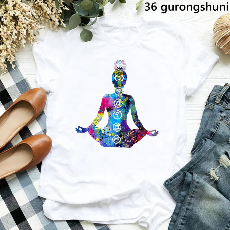 Ženska Odjeća Akvarel Buda Čakra Meditacija Ženska T-Shirt Majica U Stilu Харадзюку Zen Skitnica Boho Пэйкс T-Shirt Ženska Ljetne Majice Slika 0