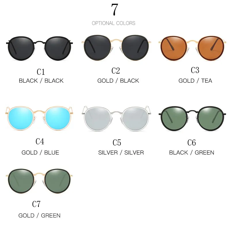 2020 Kružne Polarizirane Sunčane Naočale Muške Sunčane Naočale Polaroid Ženske Naočale U Metalni Okvir Sa Crnim Staklima Naočala Za Vožnju UV400 Slika 1