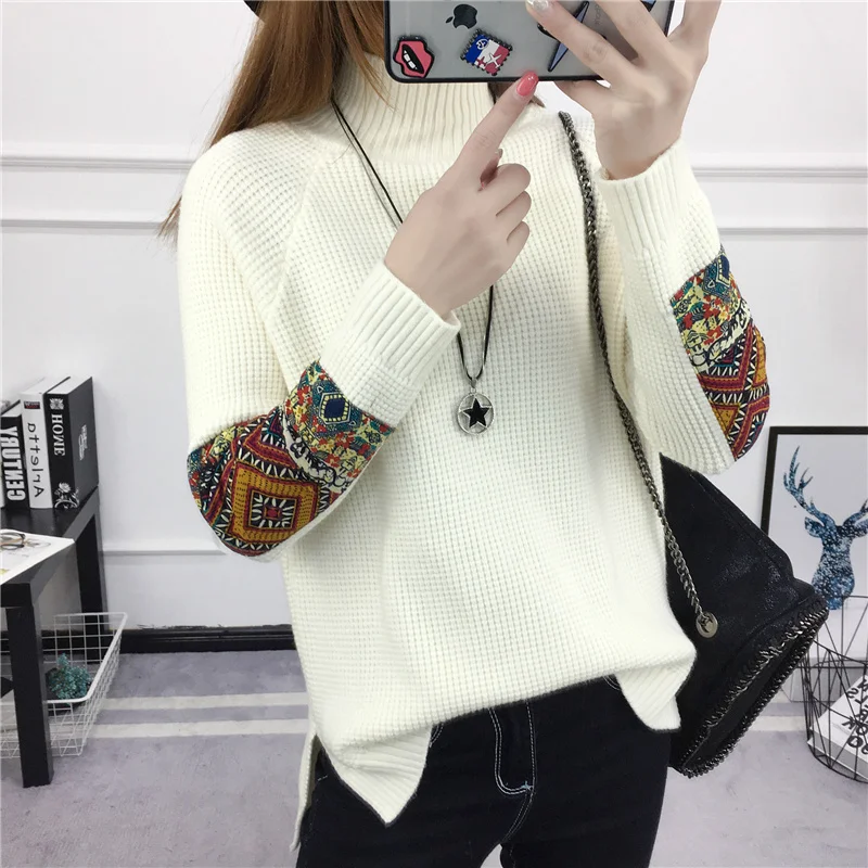 2022 jesen i zima, novi stil, korejski ženska водолазка, pletene džemper dugih rukava, ženski pulover s prorezom, ženski pulover Slika 1