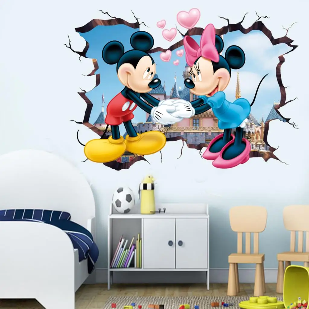 3D animirani film Mickey i Minnie Mouse kućni naljepnice za zid naljepnice za dječje sobe dječje sobe zid umjetnost dječji zabavni park DIY poster Slika 1