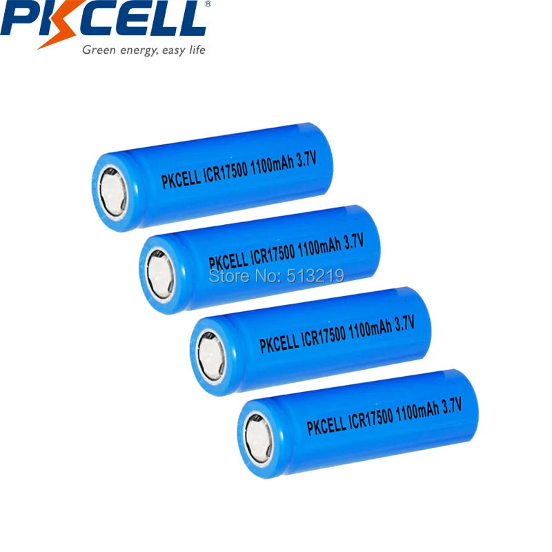 4 kom. PKCELL litijske baterije ICR 17500 3,7 U Litij-ion punjiva baterija batteri Za Led Svjetiljke Baklji Slika 1