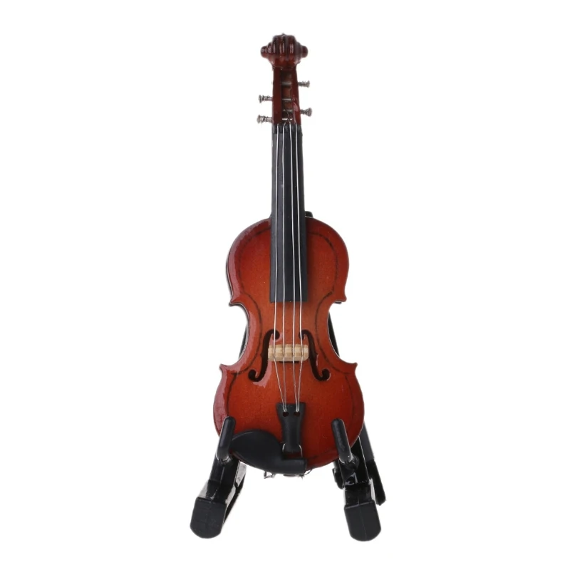 7 cm, Mini Violina Minijaturni Alat Glazbeni Drveni Model sa Postoljem i Футляром Slika 1