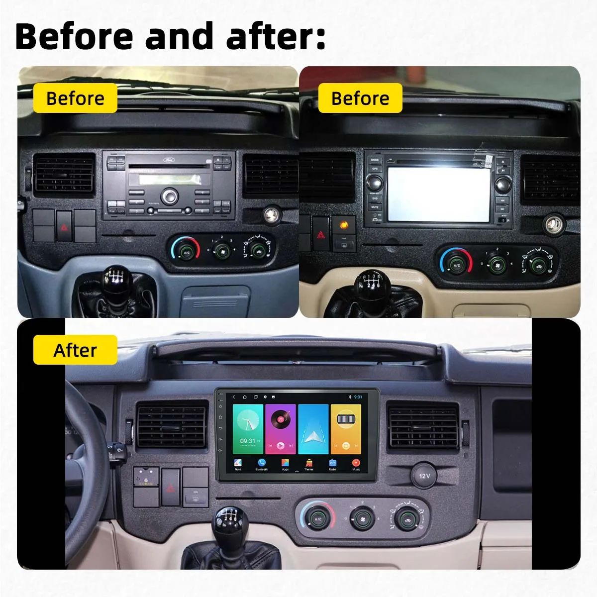 Auto Stereo za Ford New Transit 2009-2019 2 Din Android Auto Radio Авторадио Media Player Glavna Jedinica Carplay Android Auto GPS Slika 1