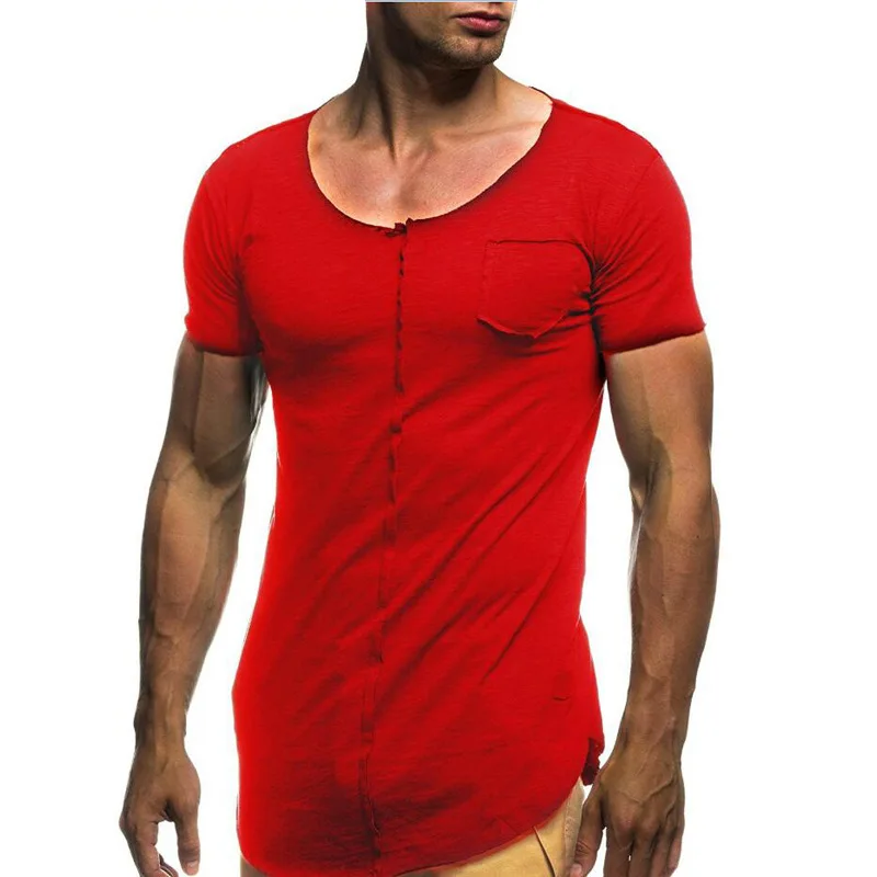B2049-Ljetne nove muške majice, čvrsta, приталенные, trend, svakodnevno, sa kratkim rukavima Slika 1