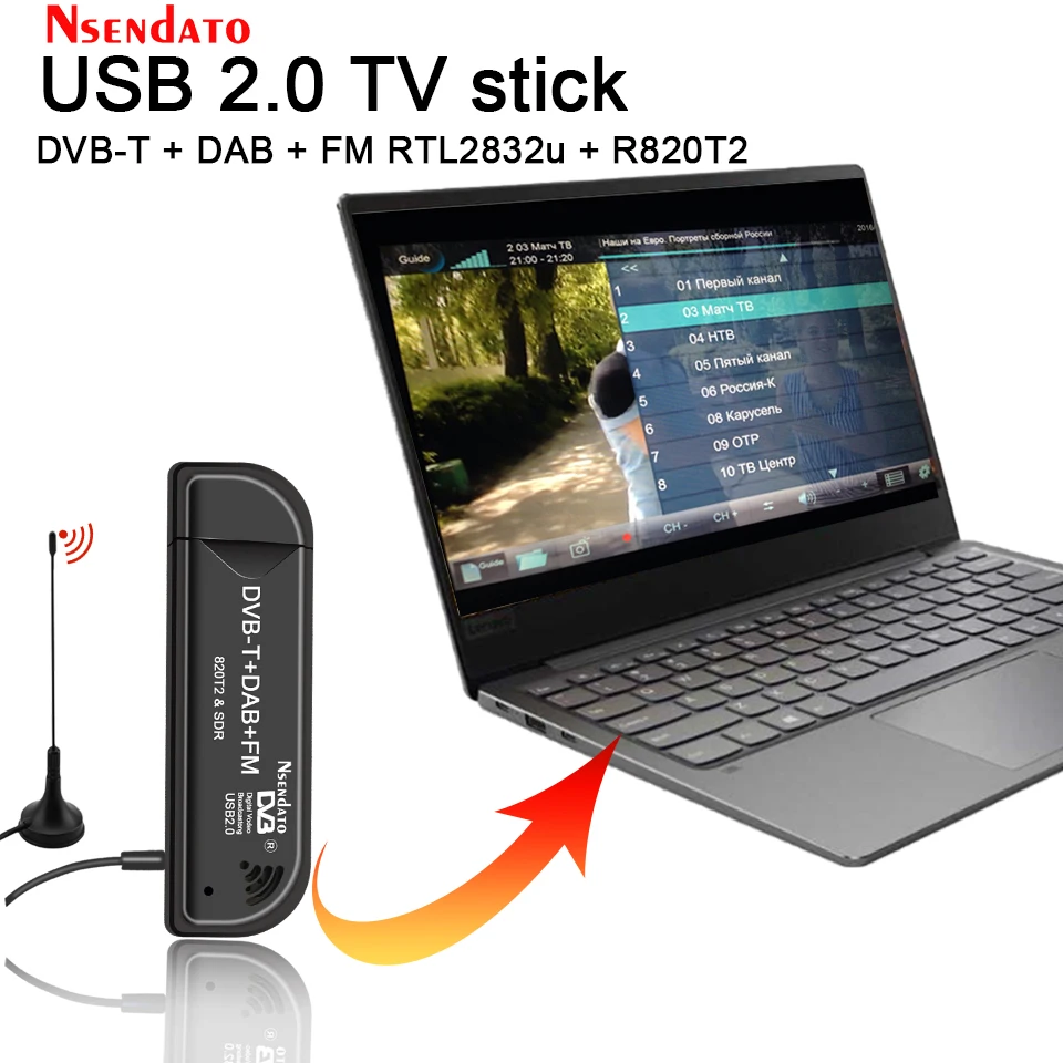 Digitalni USB2.0 RTL2832U i R820T2 DVB-T SDR USB TV Stick Tuner (DVB-T) + FM + DAB RTL-SDR TV Prijemnik Ključ s Antenom Za Windows Slika 1