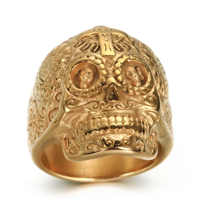 Europski i američki retro prsten s lubanjom od nehrđajućeg čelika, muški prsten od титановой čelika, nakit Slika 1