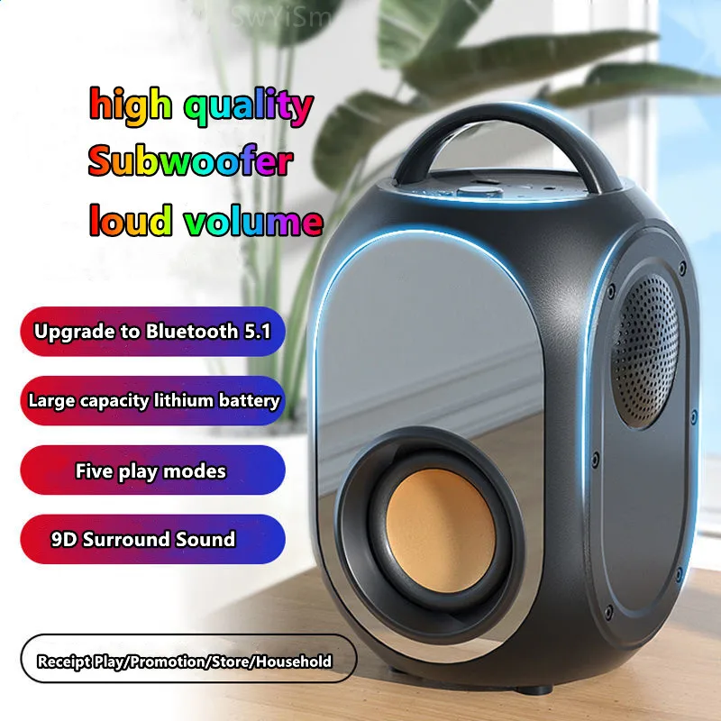 High-end bežični Bluetooth zvučnik, multifunkcionalni mali prijenosni audio zvučnik za kuće, 3D-prsten, subwoofer sa surround zvukom, FM kartica Slika 1