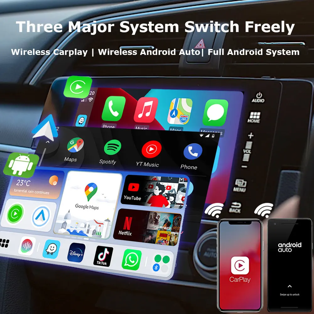Iheylink MTK665 Carplay AI Box Bežični Android Auto Youtube, Netflix Auto Konzole za video-igre za Audi Benz Mazda Toyota Global 4G LTE GPS Slika 1