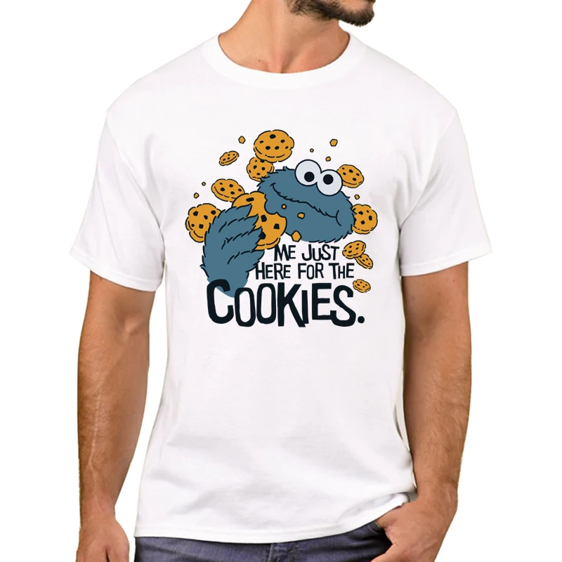 Kawaii Crtani Cookie Monster Predložak Tiskane Camisetas TEEHUB Me Just Here za Keks Zabavna Majica Ljetna Casual Majica Unisex Slika 1