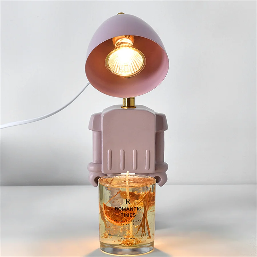 Kreativno Umijeće Robot Voštana Svijeća Toplije Svjetlo Plavi Konus Lampa Затемняемая Ароматерапевтическая Lampa Za Spavanje Svijeća Lampe Za Čitanje Slika 1