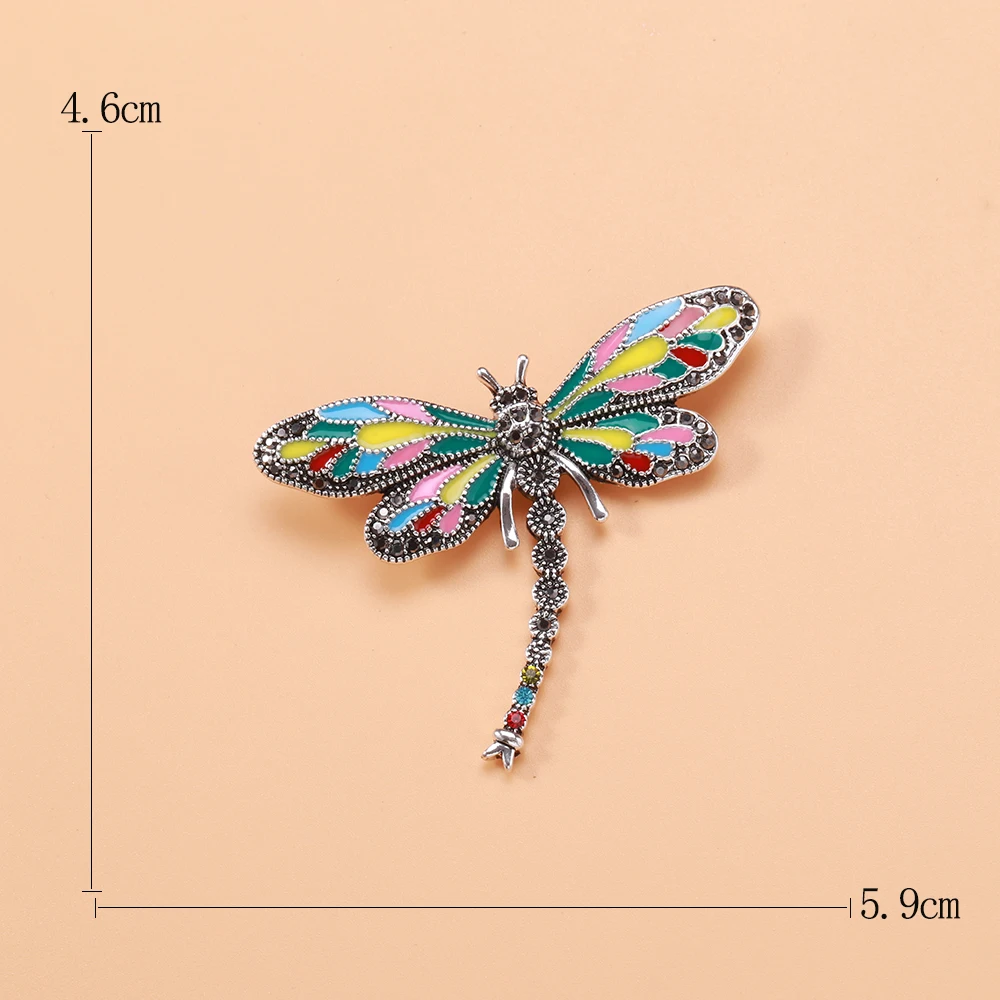 Ljepota i Jagoda Emajl Boja Crystal dragonfly Broš Insekt Broš Igle Za Žene Nakit Poklon Slika 1