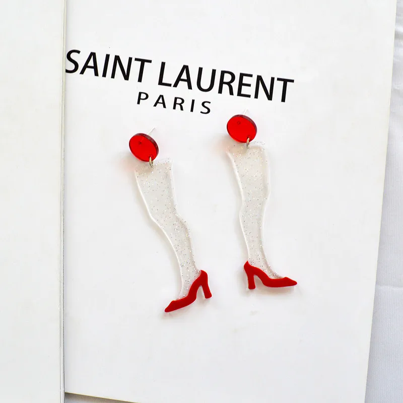 Nove Zabavne Kreativne Akril Naušnice s Imitacija Noge Duge Četke za Žene, Pretjerano Transparentan Viseće Naušnice, Modni Nakit Slika 1
