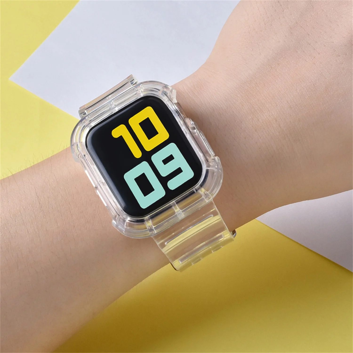 Sportski Proziran remen + Torbica za Apple Watch 8 7 6 SE 5 4 3 Prozirni silikon Remen za iwatch Remen 40 mm 44 mm 42 mm 41 mm 45 mm 49 mm Slika 1