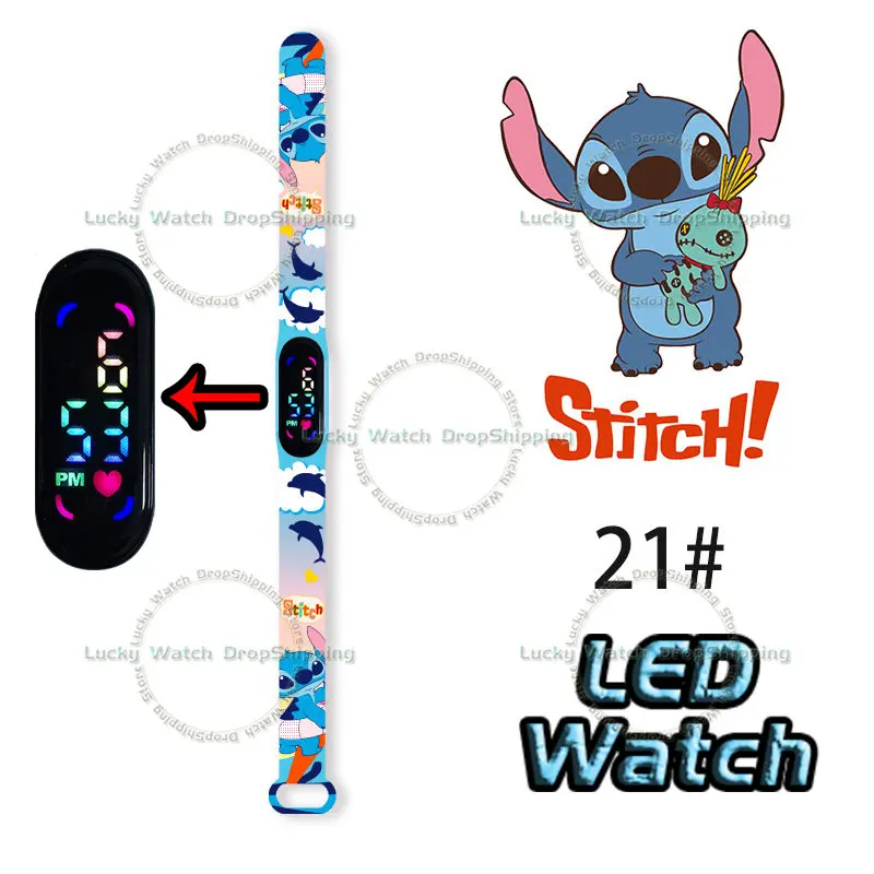 Stitch, Novi Stil, Baby Slatka Sat, Crtani Lik, Animacija, Led Osjetljiv Na Dodir Vodootporan E Dječji Sportski Sat, Poklon Za Rođendan Slika 1