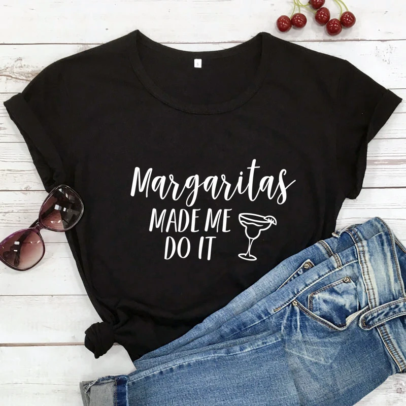T-shirt Margaritas Made Me Do It, Zabavna ljetna Majica za Ispijanje Tekile, Эстетичная ženska t-shirt Weekend Vibes, top, t-Shirt Slika 1