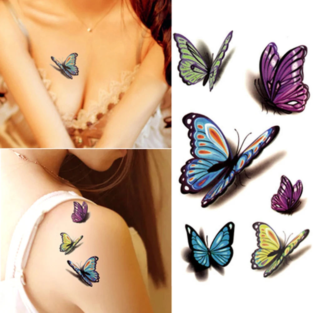 Za jednokratnu upotrebu Naljepnice s Privremene Tetovaže Leptiri Vodootporne Naljepnica Za Body art Na Ruku Slika 1