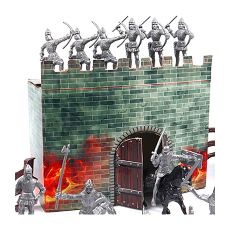 Zabavna Vojni Model Tvrđave, Komplet Figura, Vojnik, Vitez, Zgrade Dvorca u srednjem vijeku, Imitacija Opsade, Rat, Napad, 120 kom Slika 1
