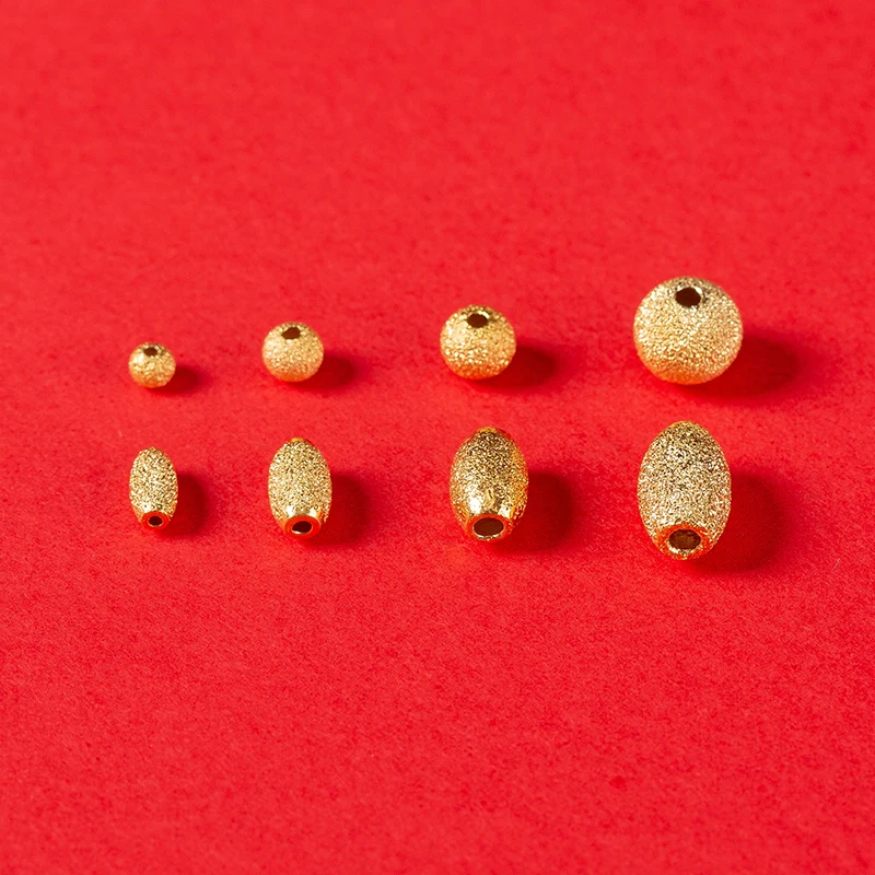 Zlatne Perle Od 925 Sterling Srebra, Mat Razuporne Kuglice Za Narukvice, Ogrlice, DIY, Pribor Za Izradu Nakita Komponente Slika 1