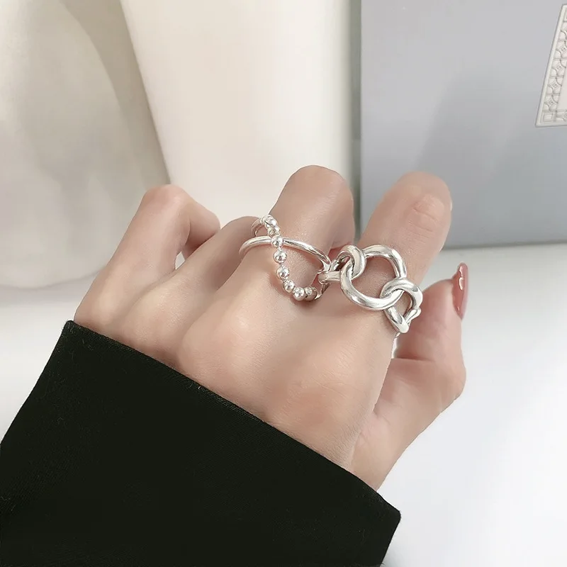 АРЛИ 925 Srebrni Pečat Prst Prsten za Žene Nove INS Modni Kreativna Geometrijski Križ Uvijanje Prsten, Ručni Rad Večernje Nakit Pokloni Slika 1