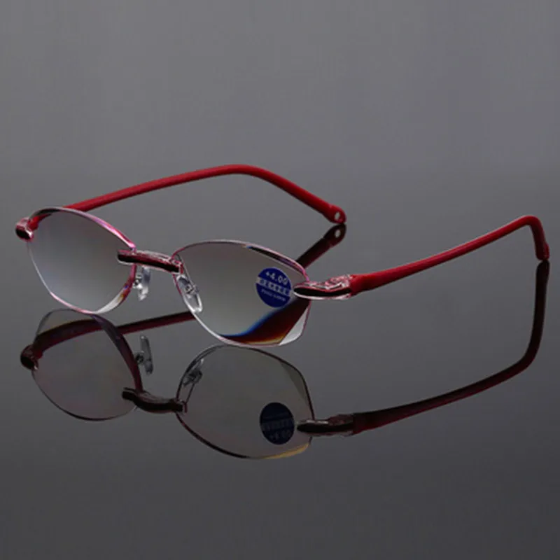 +1.0 +1.5 +2.0 +2.5 +3.5 +4.0 bez okvira za Naočale Za čitanje s anti-plavom svjetlošću, Ženske Naočale s Crvenim Okvir, Rimless za naočale pri Dalekovidost, Pluća Slika 2