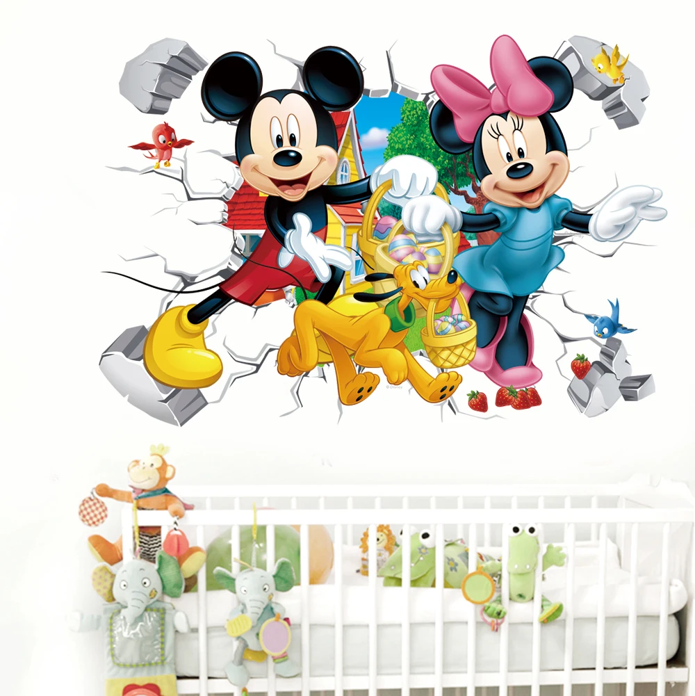 3D animirani film Mickey i Minnie Mouse kućni naljepnice za zid naljepnice za dječje sobe dječje sobe zid umjetnost dječji zabavni park DIY poster Slika 2