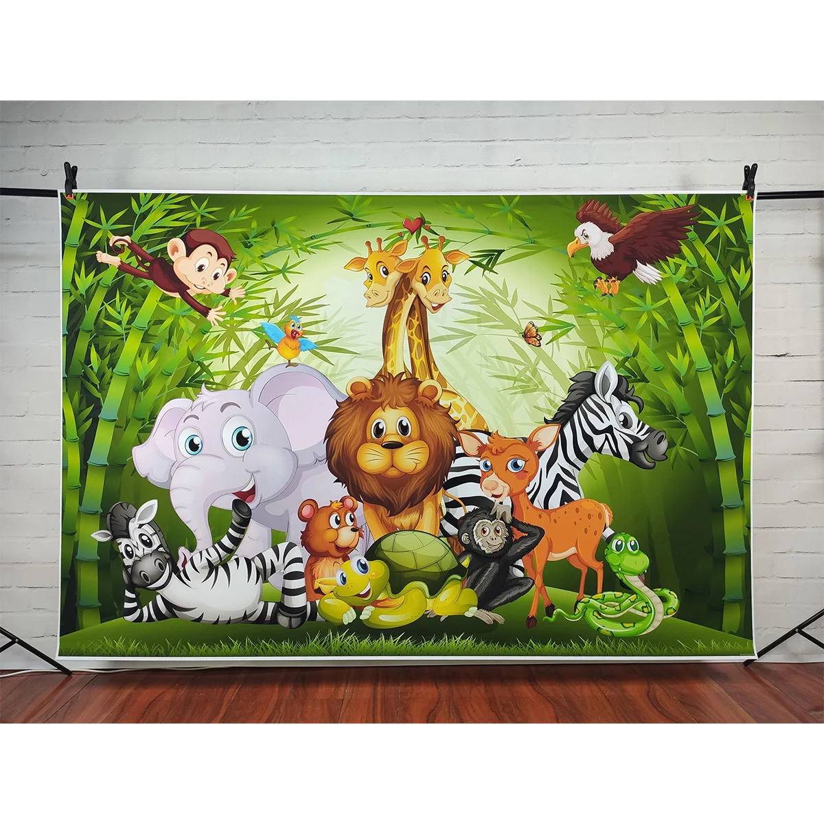 Crtani Film Divlje Životinje Safari Džungla Tema Rođendan Banner Pozadina Dekor Dječji Tuš Dječji Plakat Von Studio Fotografija Rekvizite Slika 2
