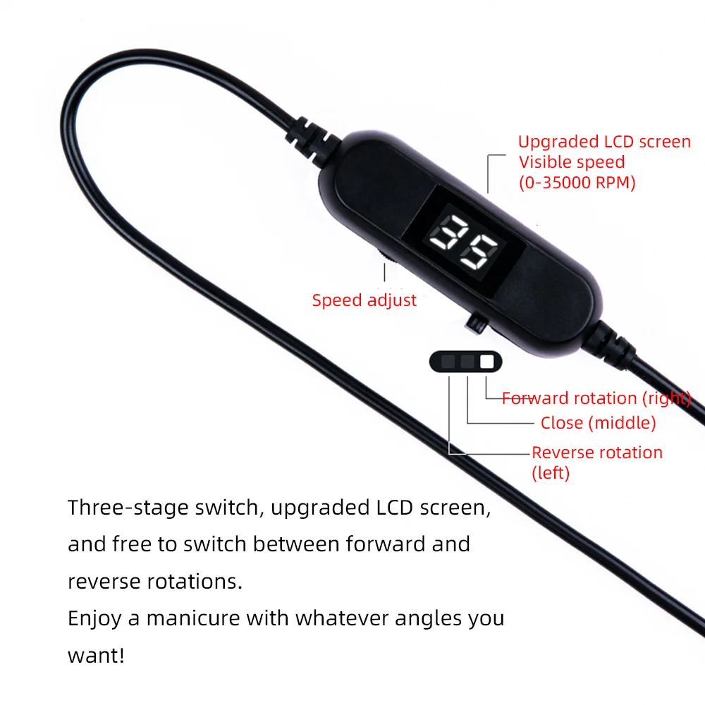 Električna Bušilica Brusilica za Nokte od 35.000 o/min. Prijenosni USB Punjiva Mini Bušilica Brusilica za Nokte, Uređaj za Manikura, Gel-za Poliranje Noktiju Slika 2