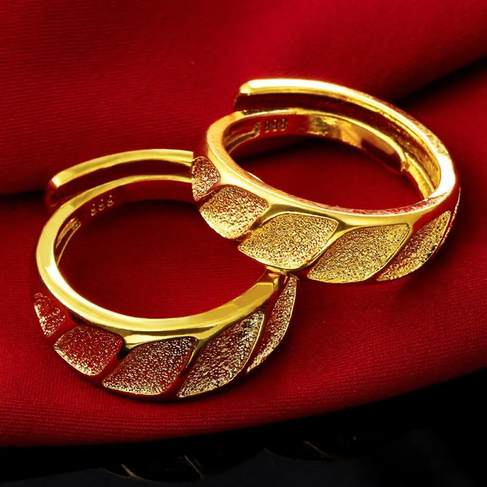 HOYON Sada 100% 18 Do Čistog Zlata Boja Nakit, Prsten za žene i muškarce Parova Prsten Mat Stil za vjenčanja vjenčanje nakit Slika 2
