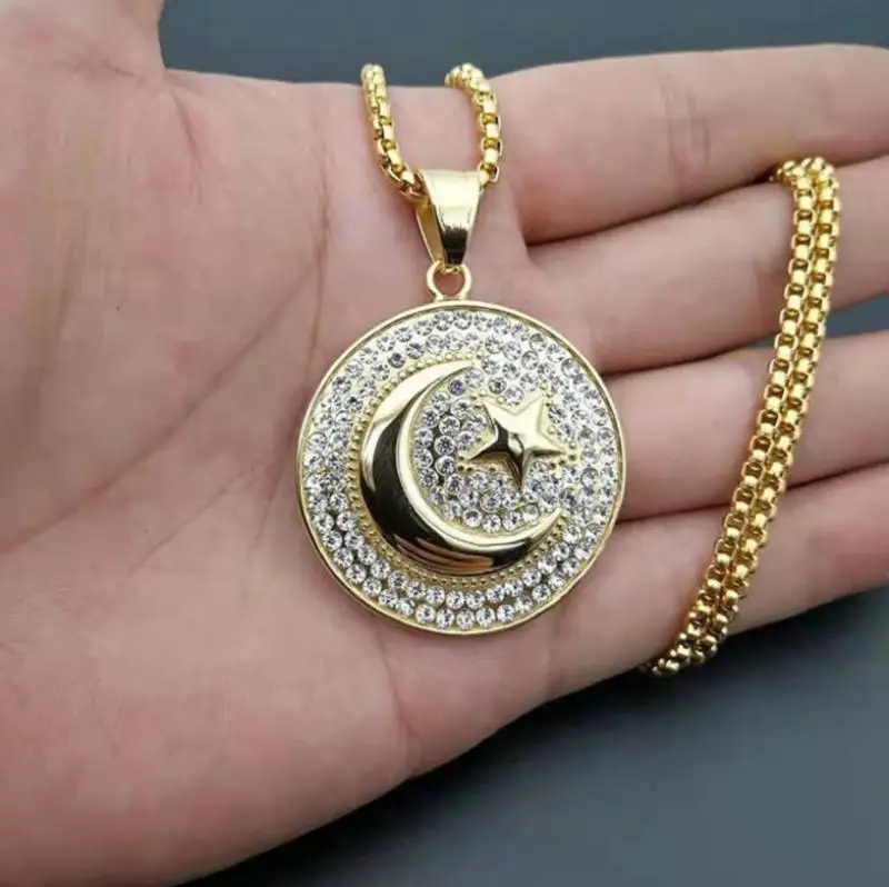 Islam Muslimanski Unisex Amulet Nakit Ogrlica Star Mesec Микропав Cz Cijele Privjesak Ogrlica Slika 2