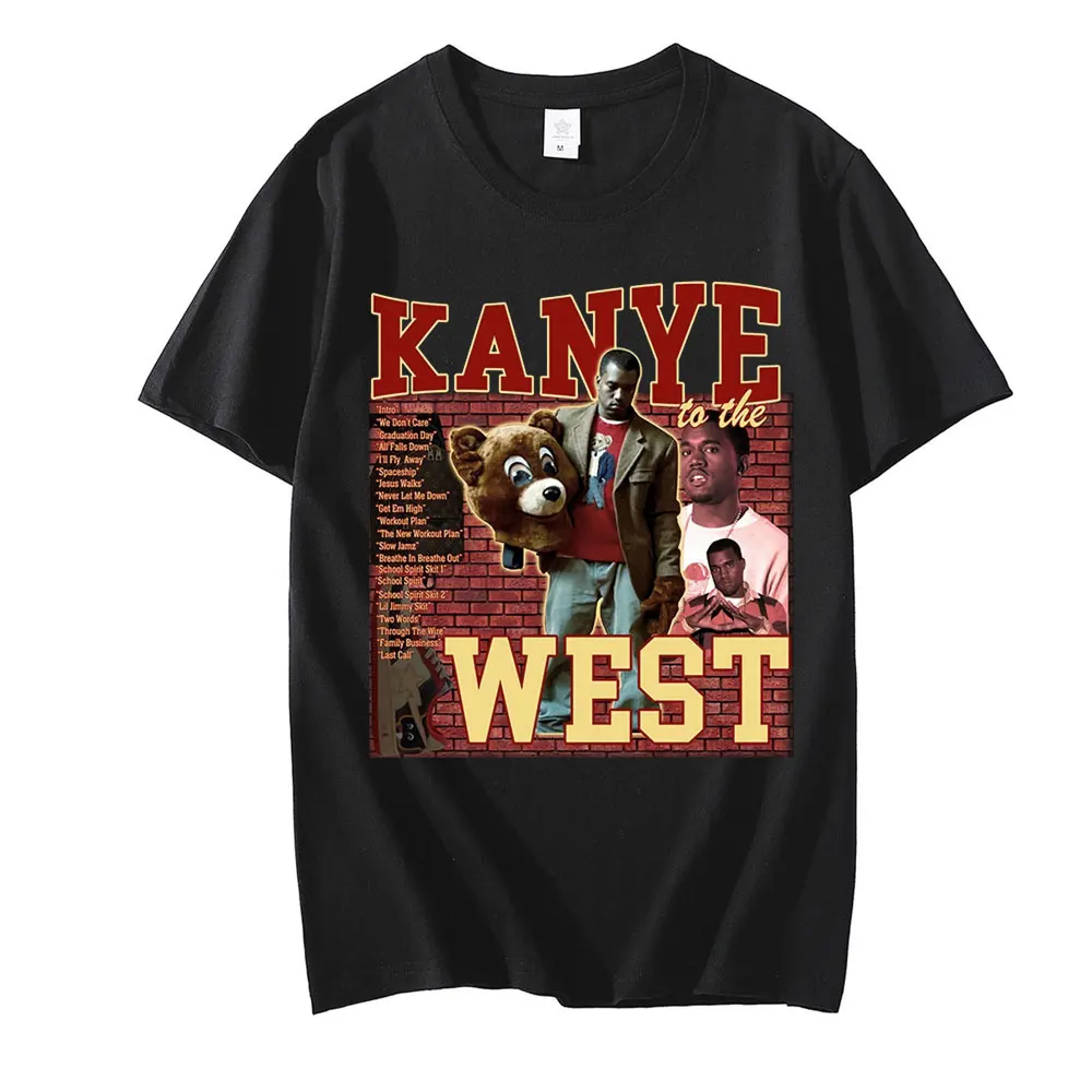 Kanye West 90s Vintage Unisex Crna Majica Muška t-Shirt Klasicni Grafički Majice 100% Хлопковая majica Muška Ženska Majica Majice Slika 2