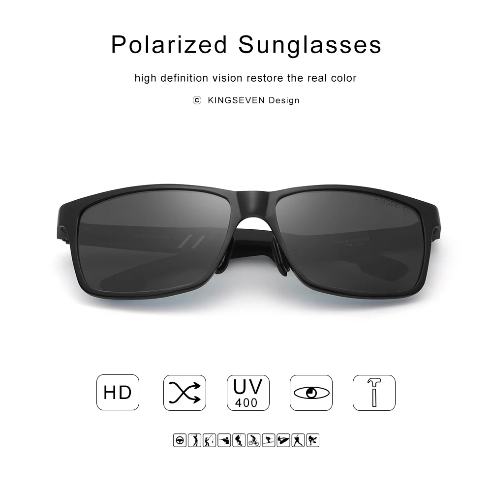 KINGSEVEN Gospodo Polarizirane Sunčane Naočale S Punim Okvir Od Aluminijskog Materijala Naočale Za Vožnju Naočale Nijanse Za Muškarce Oculos masculino Slika 2