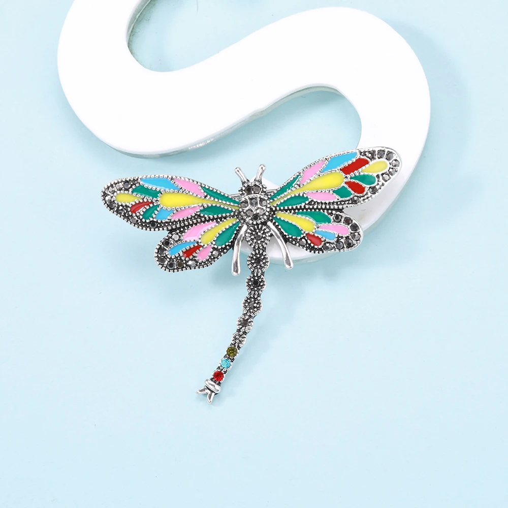 Ljepota i Jagoda Emajl Boja Crystal dragonfly Broš Insekt Broš Igle Za Žene Nakit Poklon Slika 2