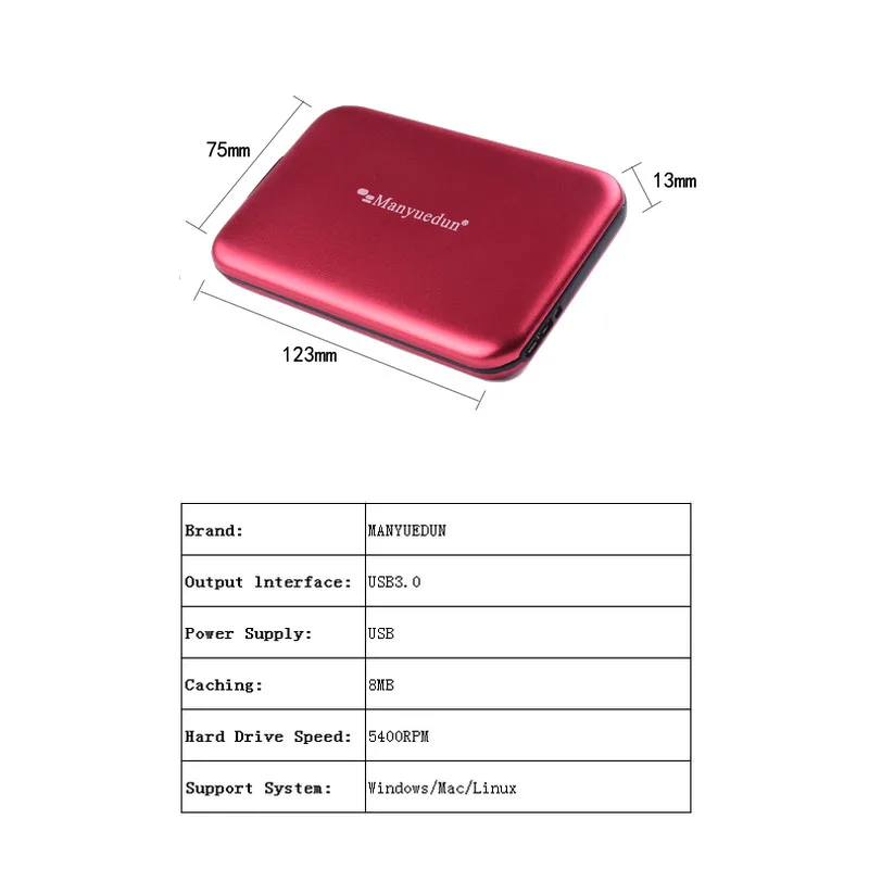 Manyuedun #3 2,5-Inčni Vanjski Tvrdi Disk Za Pohranu USB 3.0 Prijenosni HDD Vanjski HD Hard Disk za Desktop Laptop Server Slika 2