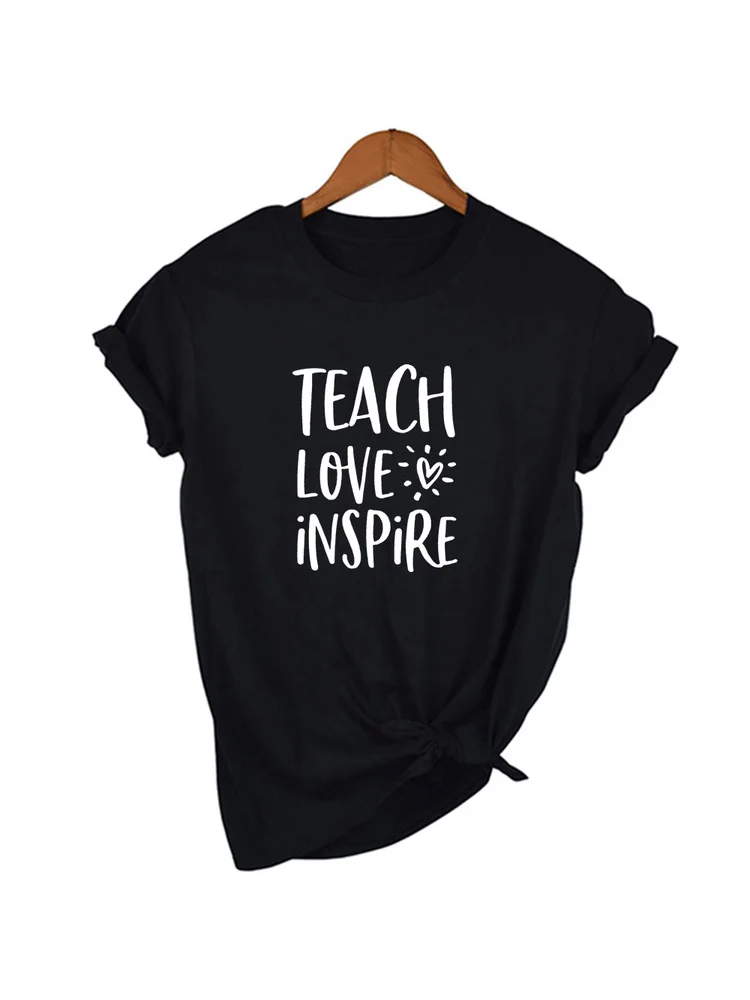 Nauči Voljeti Inspirirati, Ženska t-Shirt s Буквенным po cijeloj površini u obliku Srca, Dar Učitelju, Harajuku Kawaii, Majica Kratkih rukava, Ženske Majice Tumblr Slika 2