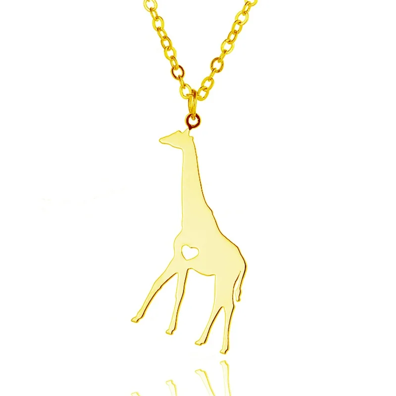Ogrlica sa ovjes u obliku zlatnog žirafa od nehrđajućeg čelika, ogrlica sa životinjama, muški i ženski nakit, poklon za Valentinovo Slika 2