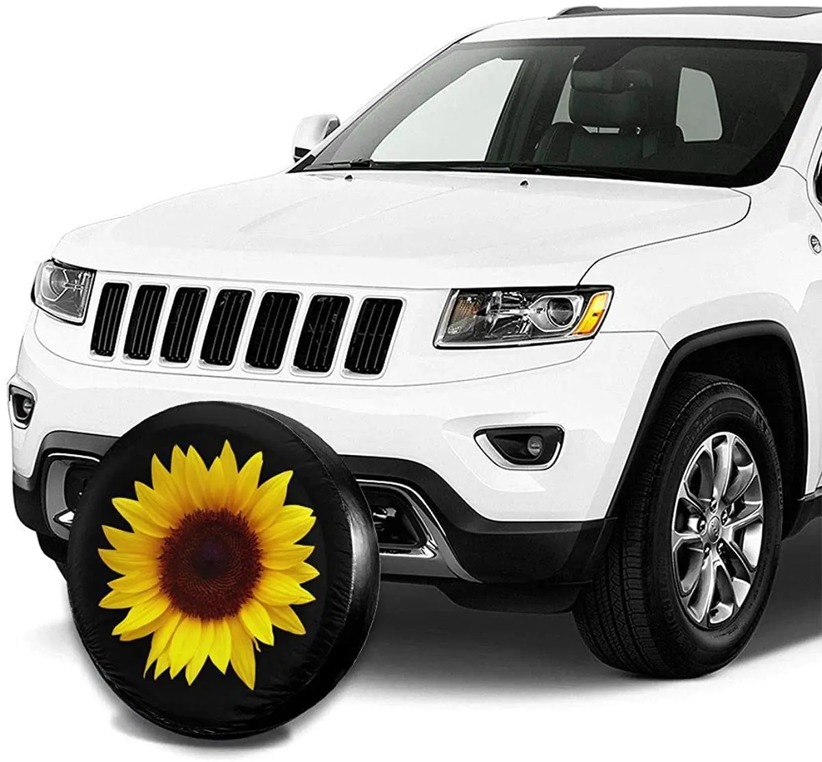 Poklopac Rezervnu gumu Uktly Sunflower za Prikolicu RV Jeep Wrangler 14 15 16 17-Inčni Naplatci Hubcaps za sve vremenske uvjete Slika 2