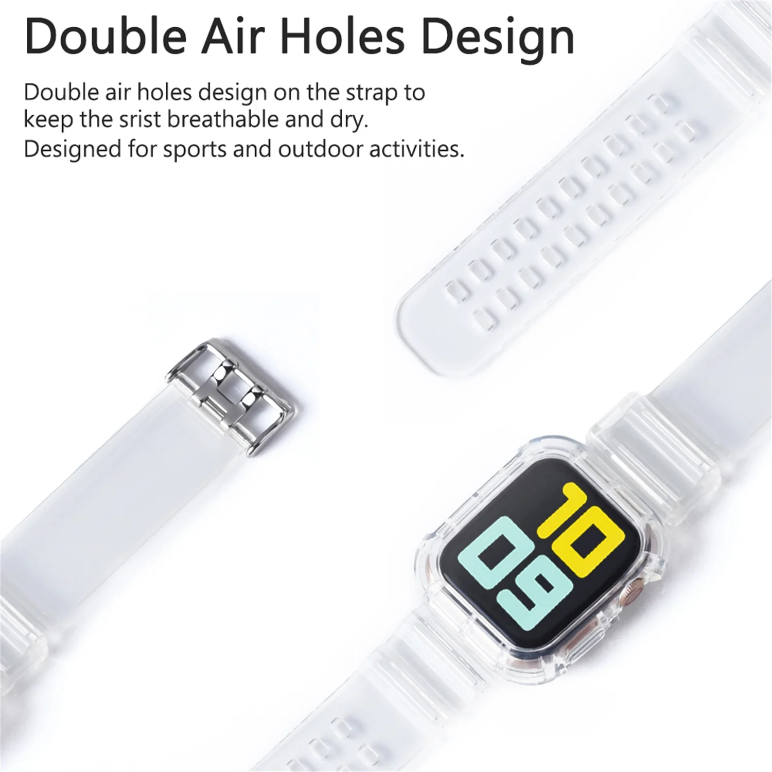 Sportski Proziran remen + Torbica za Apple Watch 8 7 6 SE 5 4 3 Prozirni silikon Remen za iwatch Remen 40 mm 44 mm 42 mm 41 mm 45 mm 49 mm Slika 2