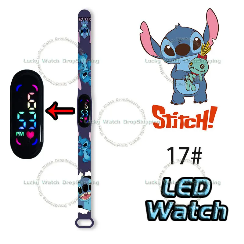 Stitch, Novi Stil, Baby Slatka Sat, Crtani Lik, Animacija, Led Osjetljiv Na Dodir Vodootporan E Dječji Sportski Sat, Poklon Za Rođendan Slika 2