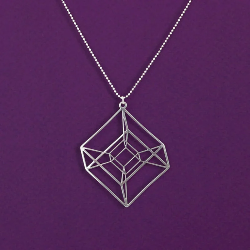 Veleprodaja Гиперкуб Sveti Geometrijski ogrlica Тессеракт Geometrijski ogrlica 4D kocka ogrlica žene besplatna dostava 12 kom./lot Slika 2