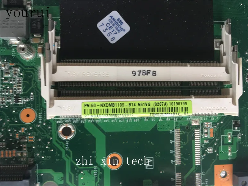 yourui Izvorna matična ploča Za Laptop ASUS N61VG Matična ploča Laptopa REV 1.1 DDR3 Test u redu Slika 2