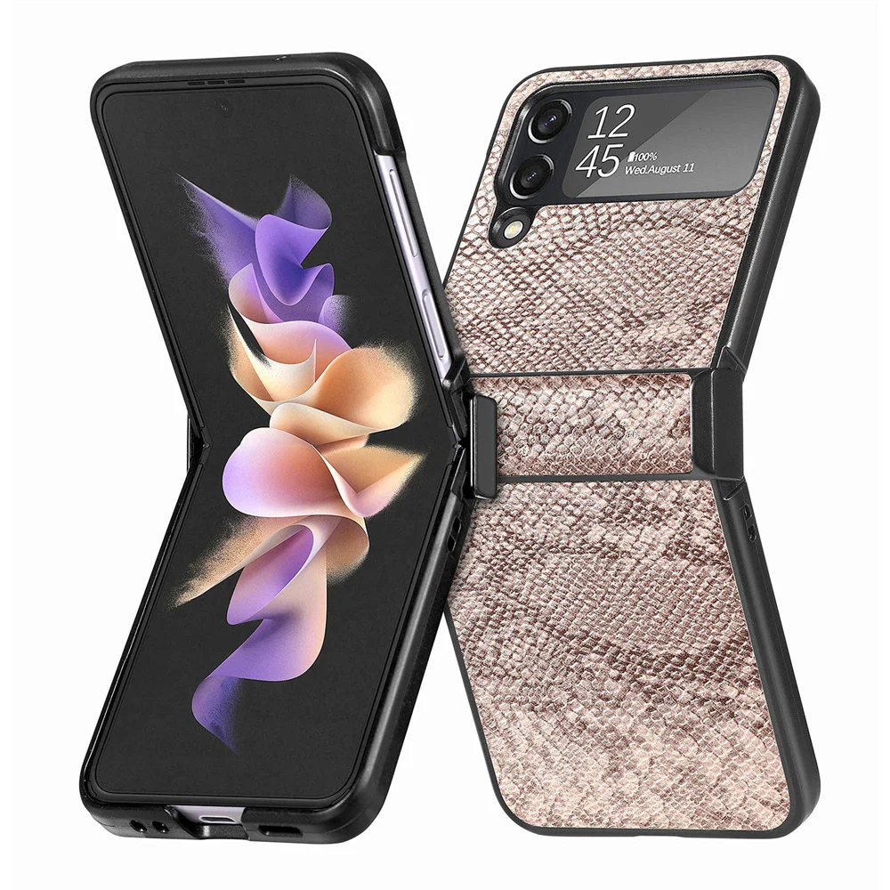 Za Samsung Z Flip3 Z Flip4 Flip 4 3 Luksuzni Preklopna Torbica za Telefon sa Змеиным po cijeloj površini za Galaxy Z Flip 4 Flip 3 4 šok-dokaz Kožna Torbica Slika 2
