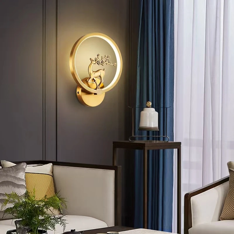 Čist Bakar, led zidna svjetiljka u kineskom stilu, žad Dekor, zidne svjetiljke, dnevni boravak, hodnik, prolaz, spavaća soba, noćni Lampa Slika 2