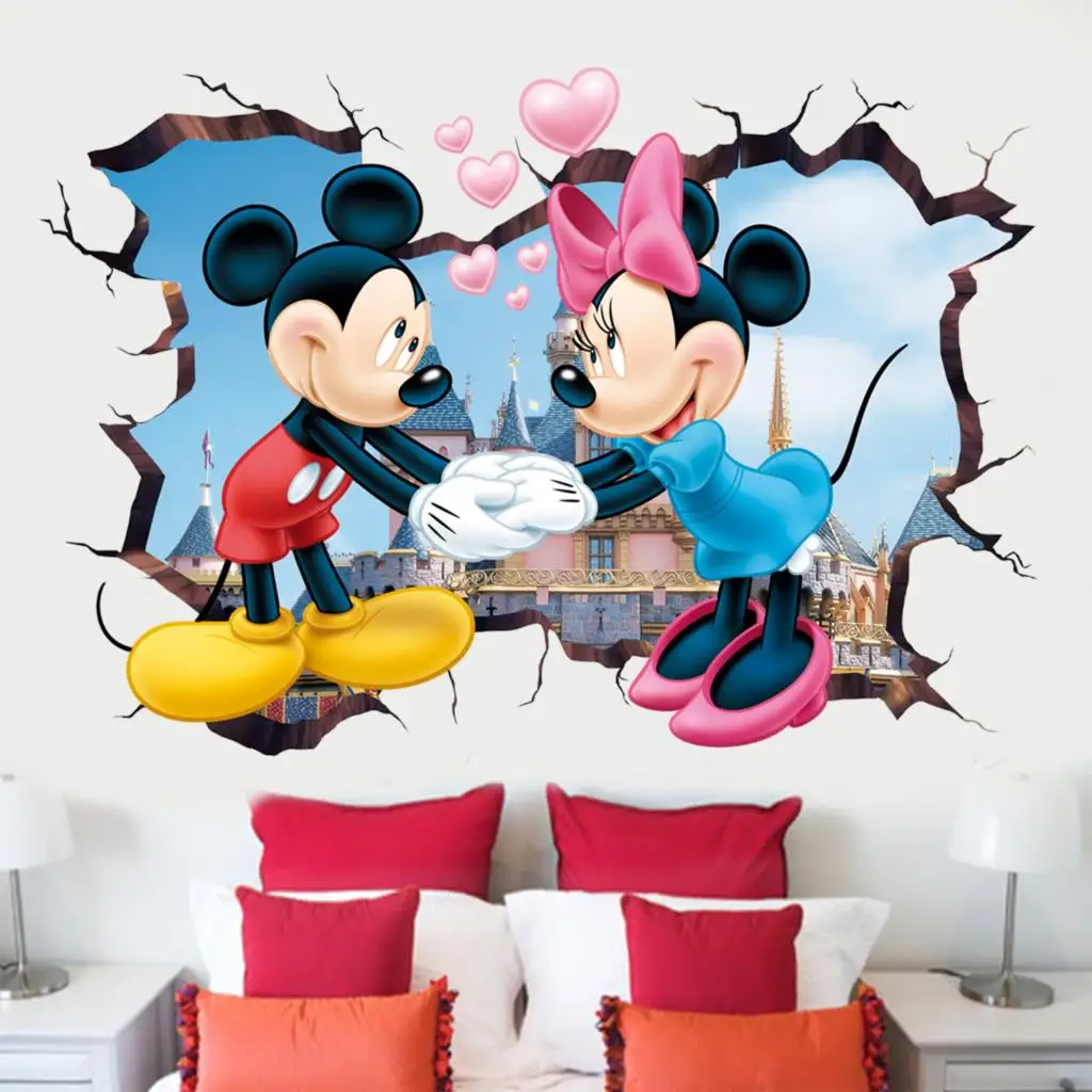 3D animirani film Mickey i Minnie Mouse kućni naljepnice za zid naljepnice za dječje sobe dječje sobe zid umjetnost dječji zabavni park DIY poster Slika 3
