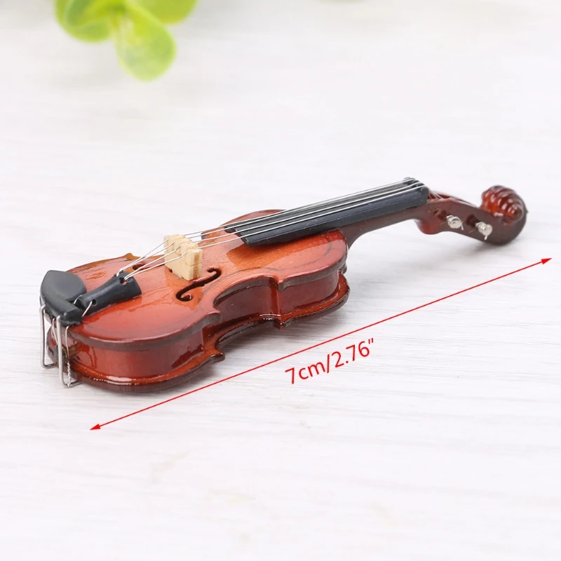 7 cm, Mini Violina Minijaturni Alat Glazbeni Drveni Model sa Postoljem i Футляром Slika 3